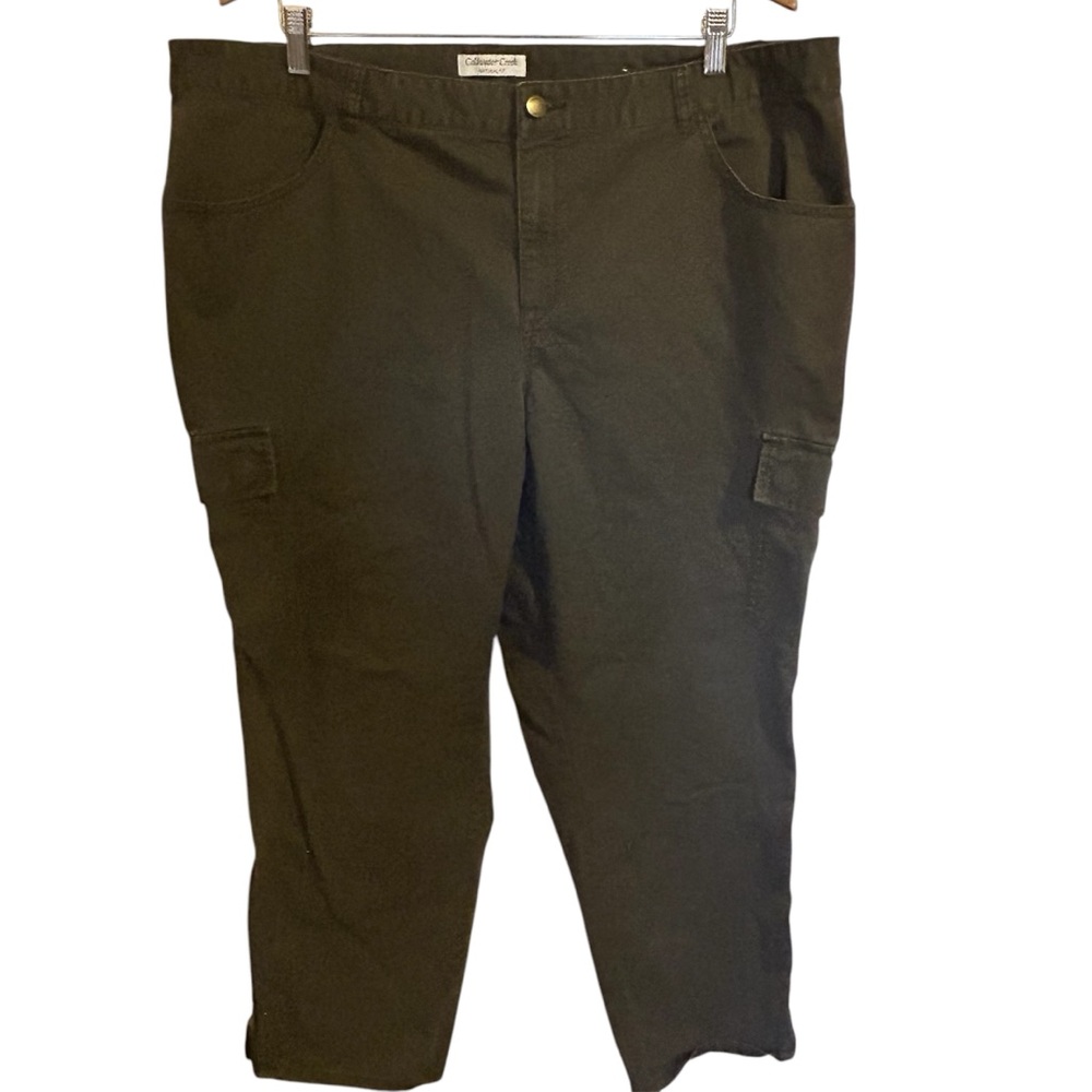 Coldwater Creek Natural Fit Green Khaki Pants Utility Pocket Zipper Ankle SZ 20
